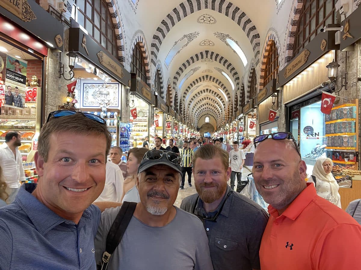 James and friends in the Grand Bazaar during a trip to Turkey