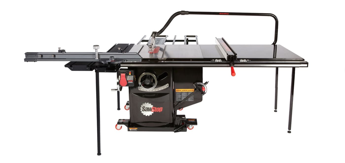 SawStop industrial cabinet saw with accessories